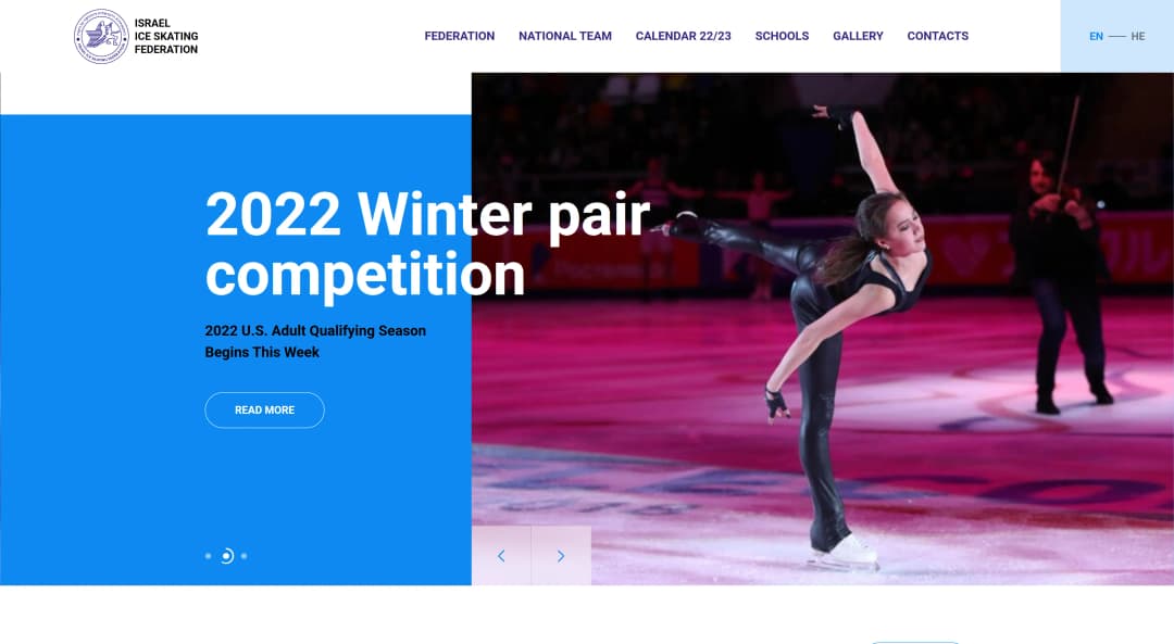Адаптивная верстка сайта Израильской федерации фигурного катания